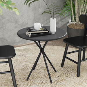 Table de jardin ronde Ø 60 cm, table de terrasse cadre en acier, charge de 50 kg, pour intérieur et extérieur, pour balcon, porche, noir