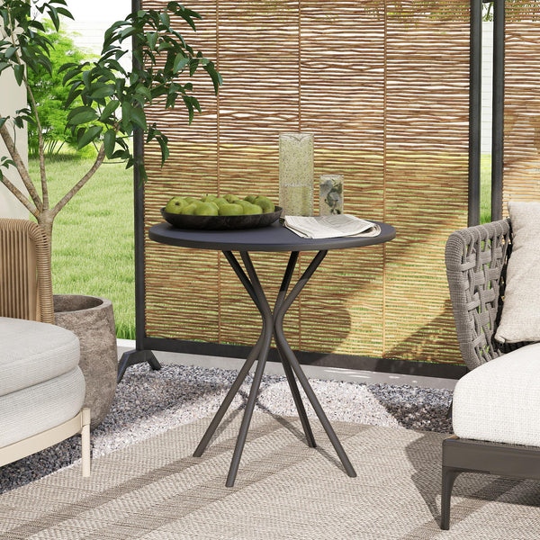 Table de jardin ronde Ø 60 cm, table de terrasse cadre en acier, charge de 50 kg, pour intérieur et extérieur, pour balcon, porche, noir