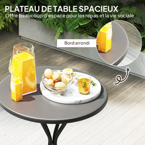 Table de jardin ronde Ø 60 cm, table de terrasse cadre en acier, charge de 50 kg, pour intérieur et extérieur, pour balcon, porche, noir