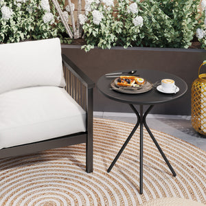 Table de jardin ronde Ø 60 cm, table de terrasse cadre en acier, charge de 50 kg, pour intérieur et extérieur, pour balcon, porche, noir
