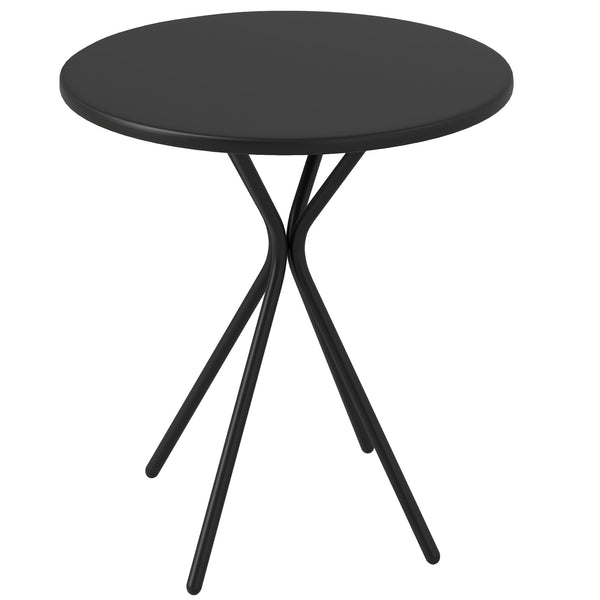 Table de jardin ronde Ø 60 cm, table de terrasse cadre en acier, charge de 50 kg, pour intérieur et extérieur, pour balcon, porche, noir