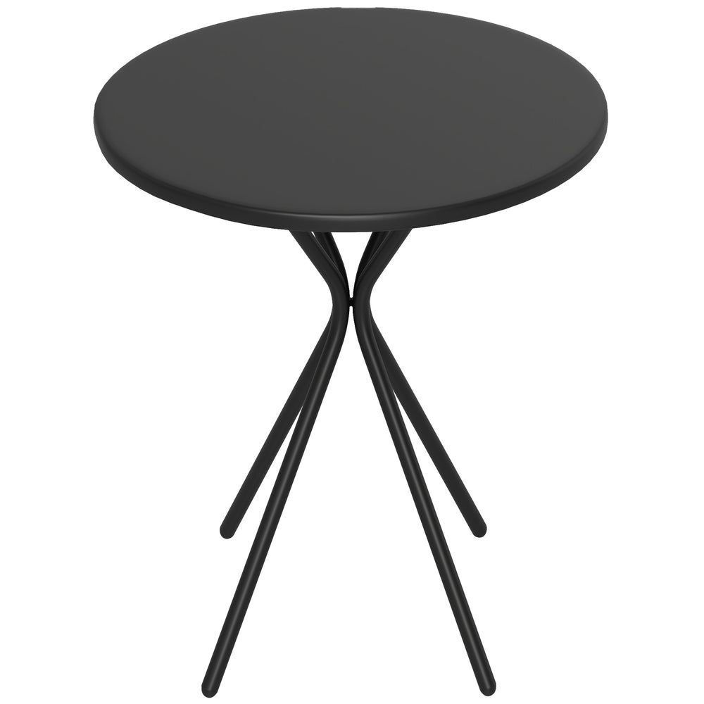 Table de jardin ronde Ø 60 cm, table de terrasse cadre en acier, charge de 50 kg, pour intérieur et extérieur, pour balcon, porche, noir