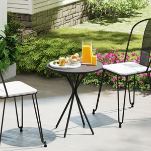 Table de jardin ronde Ø 60 cm, table de terrasse cadre en acier, charge de 50 kg, pour intérieur et extérieur, pour balcon, porche, noir