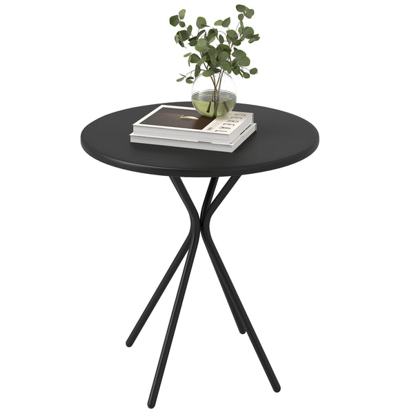 Table de jardin ronde Ø 60 cm, table de terrasse cadre en acier, charge de 50 kg, pour intérieur et extérieur, pour balcon, porche, noir