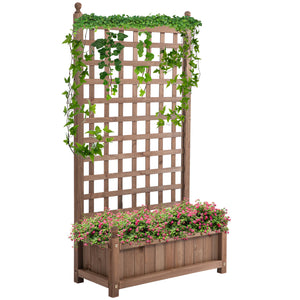 Jardinière avec Treillis - bac à Fleurs - jardinière sur Pied - dim. 64L x 28l x 120H cm Inserts d'irrigation Inclus Bois Sapin traité