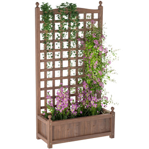 Jardinière avec Treillis - bac à Fleurs - jardinière sur Pied - dim. 64L x 28l x 120H cm Inserts d'irrigation Inclus Bois Sapin traité