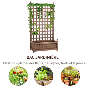 Jardinière avec Treillis - bac à Fleurs - jardinière sur Pied - dim. 64L x 28l x 120H cm Inserts d'irrigation Inclus Bois Sapin traité