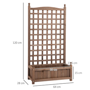 Jardinière avec Treillis - bac à Fleurs - jardinière sur Pied - dim. 64L x 28l x 120H cm Inserts d'irrigation Inclus Bois Sapin traité