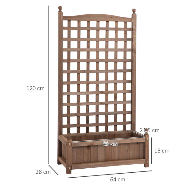 Jardinière avec Treillis - bac à Fleurs - jardinière sur Pied - dim. 64L x 28l x 120H cm Inserts d'irrigation Inclus Bois Sapin traité