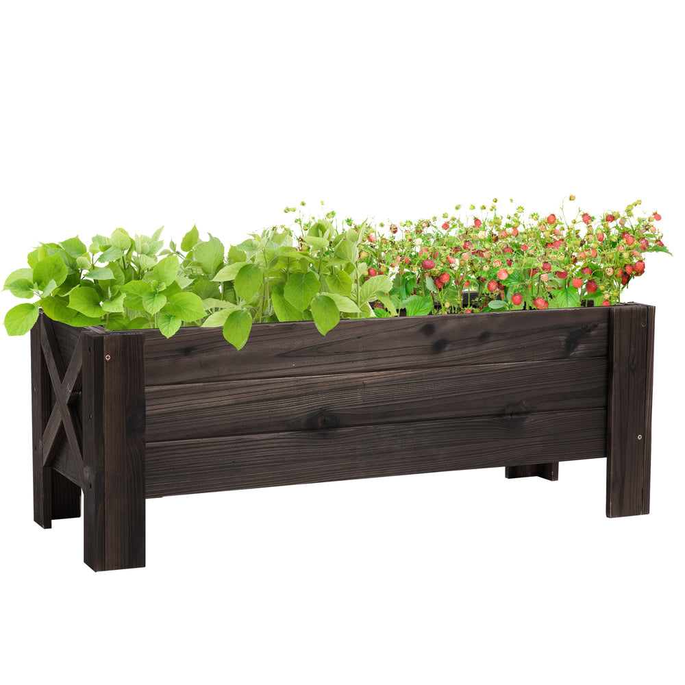 Jardinière sur Pieds bac à Fleurs dim. 100L x 36l x 36H cm Inserts d'irrigation Inclus Bois Massif Sapin traité