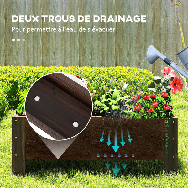 Jardinière sur Pieds bac à Fleurs dim. 100L x 36l x 36H cm Inserts d'irrigation Inclus Bois Massif Sapin traité