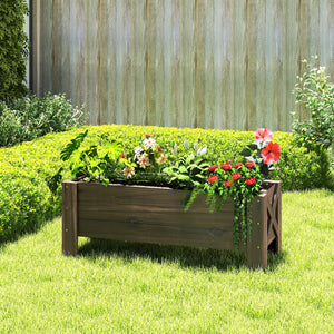 Jardinière sur Pieds bac à Fleurs dim. 100L x 36l x 36H cm Inserts d'irrigation Inclus Bois Massif Sapin traité