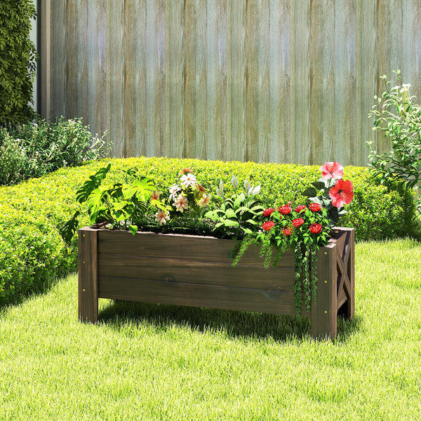 Jardinière sur Pieds bac à Fleurs dim. 100L x 36l x 36H cm Inserts d'irrigation Inclus Bois Massif Sapin traité