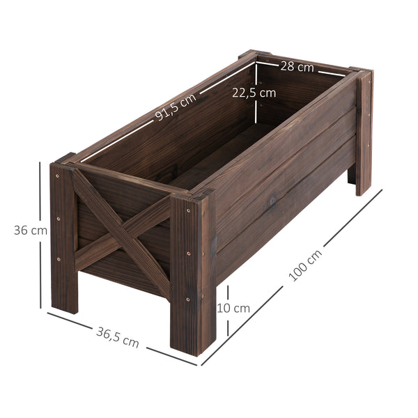 Jardinière sur Pieds bac à Fleurs dim. 100L x 36l x 36H cm Inserts d'irrigation Inclus Bois Massif Sapin traité
