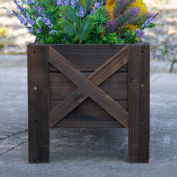 Jardinière sur Pieds bac à Fleurs dim. 100L x 36l x 36H cm Inserts d'irrigation Inclus Bois Massif Sapin traité