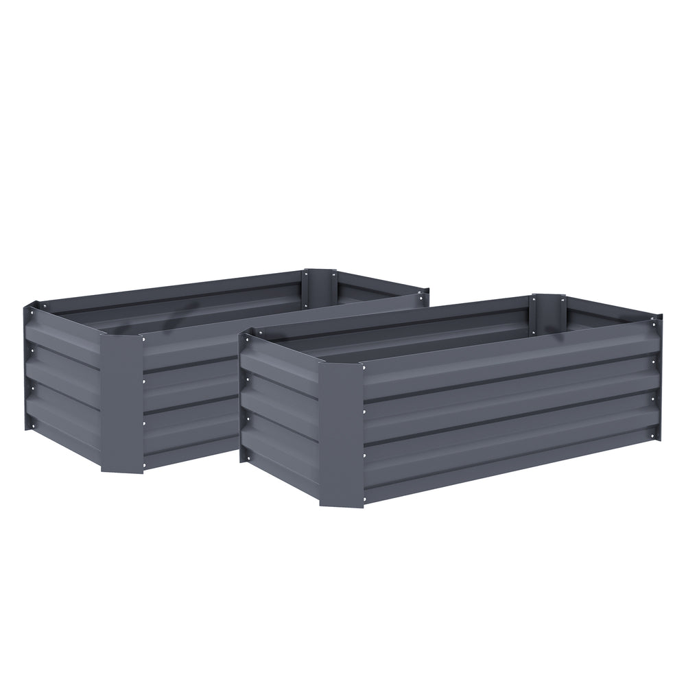 Lot de 2 carré potager de jardin dim. 100L x 50l x 30H cm - tôle d'acier ondulée gris