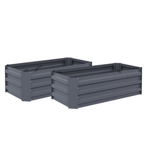 Lot de 2 carré potager de jardin dim. 100L x 50l x 30H cm - tôle d'acier ondulée gris