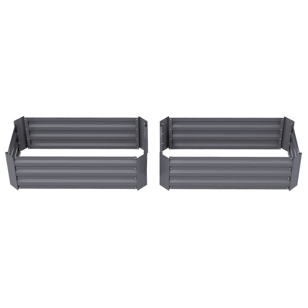 Lot de 2 carré potager de jardin dim. 100L x 50l x 30H cm - tôle d'acier ondulée gris
