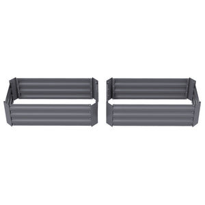 Lot de 2 carré potager de jardin dim. 100L x 50l x 30H cm - tôle d'acier ondulée gris
