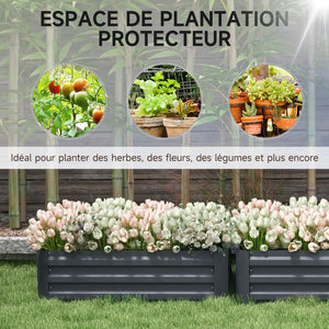 Lot de 2 carré potager de jardin dim. 100L x 50l x 30H cm - tôle d'acier ondulée gris