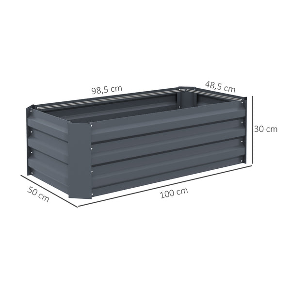 Lot de 2 carré potager de jardin dim. 100L x 50l x 30H cm - tôle d'acier ondulée gris