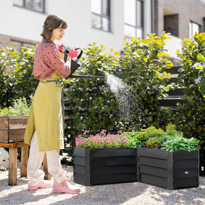 Carré potager de jardin jardinière d'angle en L sans fond - 115 x 115 x 44 cm acier galvanisé gris foncé