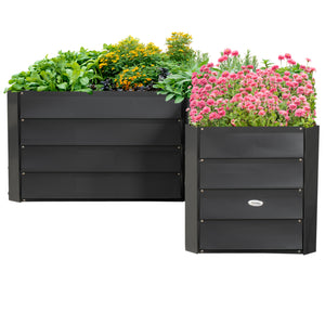 Carré potager de jardin jardinière d'angle en L sans fond - 115 x 115 x 44 cm acier galvanisé gris foncé