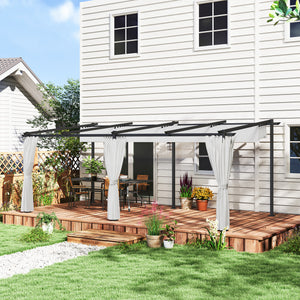 Pergola jardin exterieur 3 x 6 m pergola coulissante rétractable avec parois latérales, tonnelle de jardin, polyester haute densité 180g/m², abri soleil UPF30+, pour terrasse, patio, gris