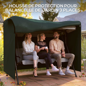 Housse de Protection balancelle de Jardin 3 Places bâche étanche dim. 2,05L x 1,24l x 1,64H m Oxford Haute densité 600D Vert