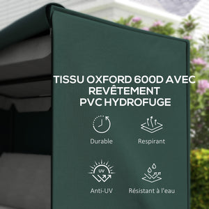 Housse de Protection balancelle de Jardin 3 Places bâche étanche dim. 2,05L x 1,24l x 1,64H m Oxford Haute densité 600D Vert