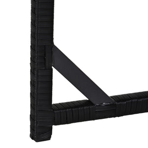 Ensemble Salon de Jardin encastrable 8 Personnes 9 pièces résine tressée 4 Fils Imitation rotin Noir Coussins déhoussables crème