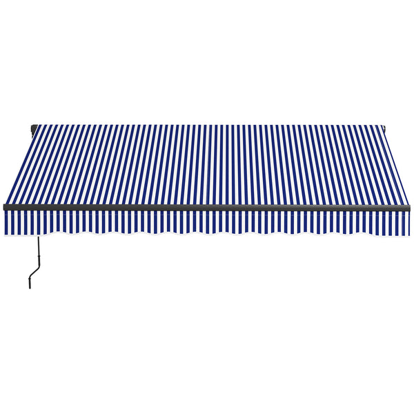 Store banne manuel rétractable 3 x 2,5 m store pour balcon inclinaison réglable manivelle cadre en aluminium polyester Anti-UV bleu et blanc