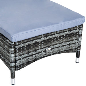 Lot de 2 transats bains de soleil grand confort : matelas, têtière, inclinaison réglable multipositions, accoudoirs, roulettes + table basse verre trempé résine tressée gris