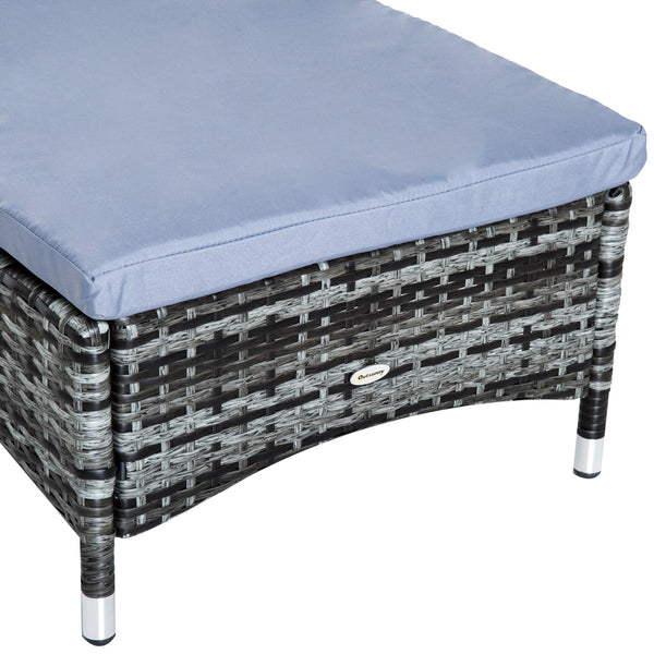 Lot de 2 transats bains de soleil grand confort : matelas, têtière, inclinaison réglable multipositions, accoudoirs, roulettes + table basse verre trempé résine tressée gris