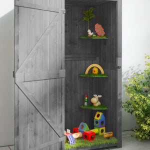 Armoire de jardin extérieur abri de jardin en bois abri pour outils 3 étagères 2 Portes loquets Toit Pente bitumé rangement et stockage extérieurs 77 x 54 x 179 cm Sapin traité Gris