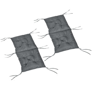 Lot de 2 coussins de chaise d'extérieur, galette de chaise avec attaches, coussins de jardin pour terrasse ou balcon, 98 x 50 x 8 cm, gris