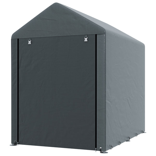 Abri de jardin tente de stockage portable abri de vélo garage pour extérieur avec cadre en métal galvanisé et grande porte, 1,2 x 1,8 m gris foncé