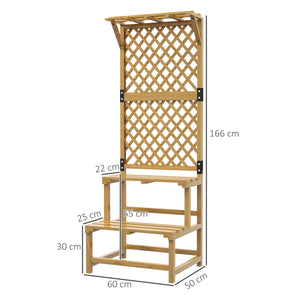 Support plantes intérieur porte plante à deux niveaux avec treillis pour jardin et terrasse en bois massif jaune