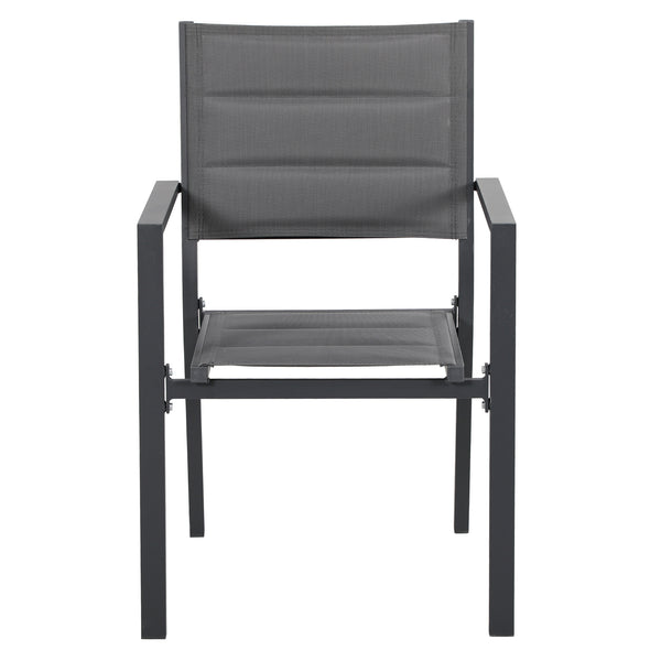 Salon de jardin extérieur en aluminium et textilène table extensible 6 chaises empilables 6 personnes - dim. table 150/210L x 90l x 75H cm gris