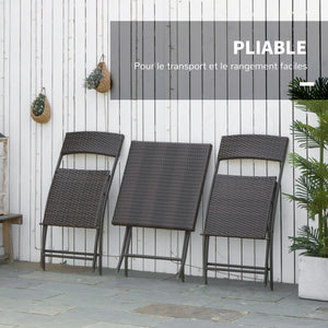 Ensemble bistrot de jardin Ensemble Meubles de Jardin Design Table carré et chaises Pliables résine tressée 4 Fils métal Noir