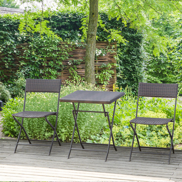 Ensemble bistrot de jardin Ensemble Meubles de Jardin Design Table carré et chaises Pliables résine tressée 4 Fils métal Noir