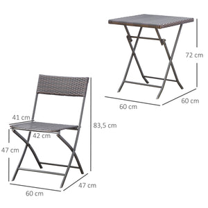 Ensemble bistrot de jardin Ensemble Meubles de Jardin Design Table carré et chaises Pliables résine tressée 4 Fils métal Noir