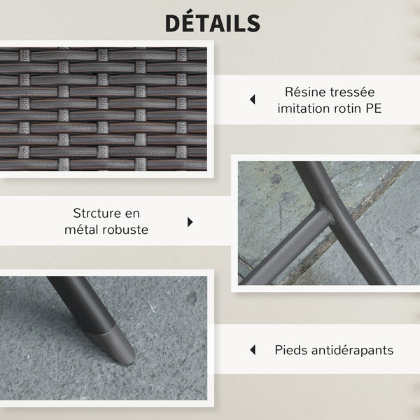 Ensemble bistrot de jardin Ensemble Meubles de Jardin Design Table carré et chaises Pliables résine tressée 4 Fils métal Noir