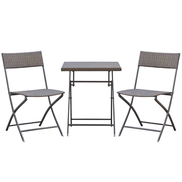 Ensemble bistrot de jardin Ensemble Meubles de Jardin Design Table carré et chaises Pliables résine tressée 4 Fils métal Noir