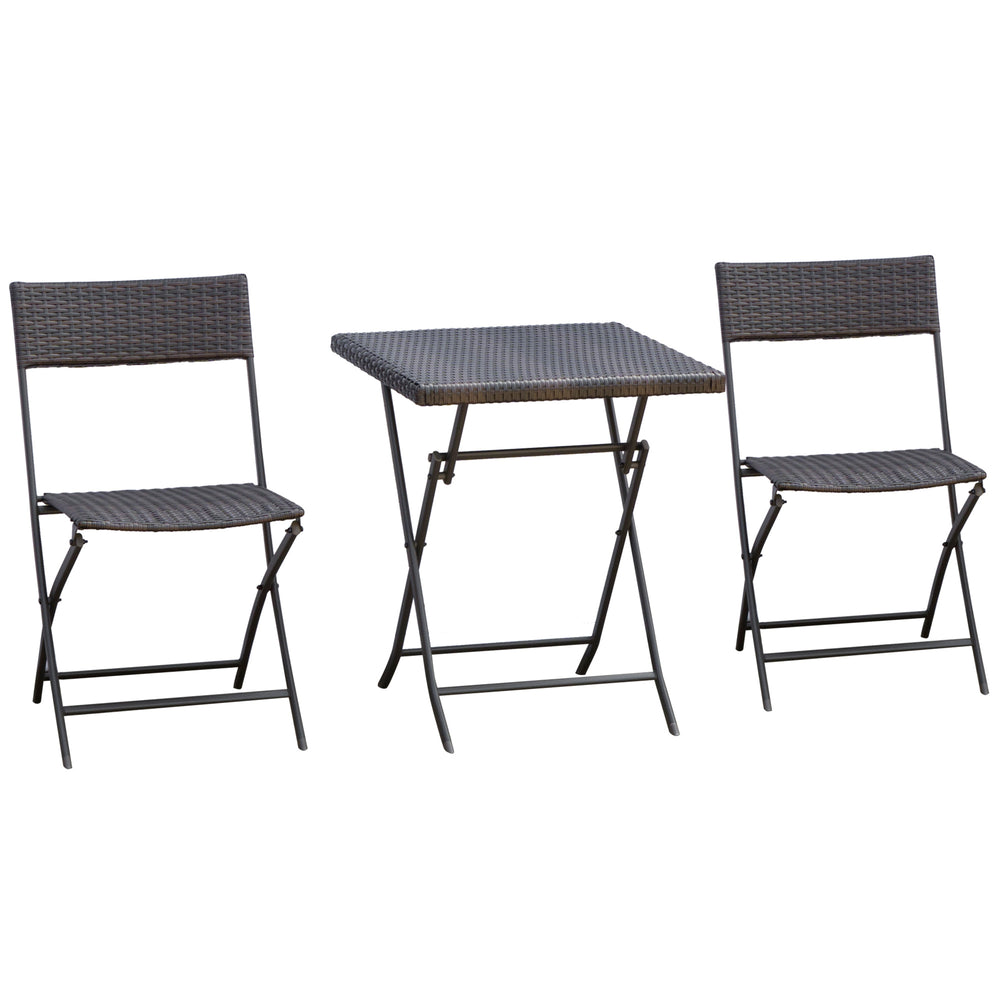 Ensemble bistrot de jardin Ensemble Meubles de Jardin Design Table carré et chaises Pliables résine tressée 4 Fils métal Noir