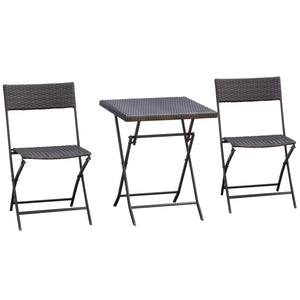 Ensemble bistrot de jardin Ensemble Meubles de Jardin Design Table carré et chaises Pliables résine tressée 4 Fils métal Noir
