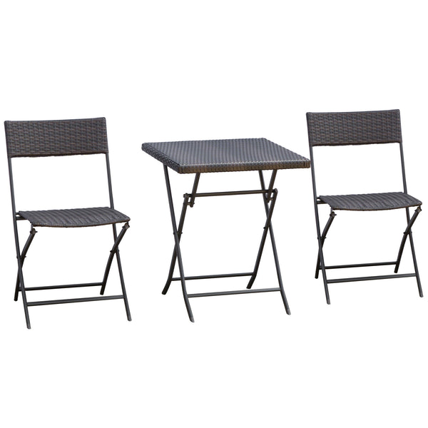 Ensemble bistrot de jardin Ensemble Meubles de Jardin Design Table carré et chaises Pliables résine tressée 4 Fils métal Noir