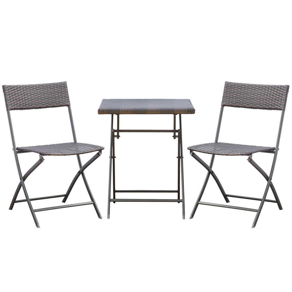 Ensemble bistrot de jardin Ensemble Meubles de Jardin Design Table carré et chaises Pliables résine tressée 4 Fils métal Noir