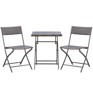 Ensemble bistrot de jardin Ensemble Meubles de Jardin Design Table carré et chaises Pliables résine tressée 4 Fils métal Noir