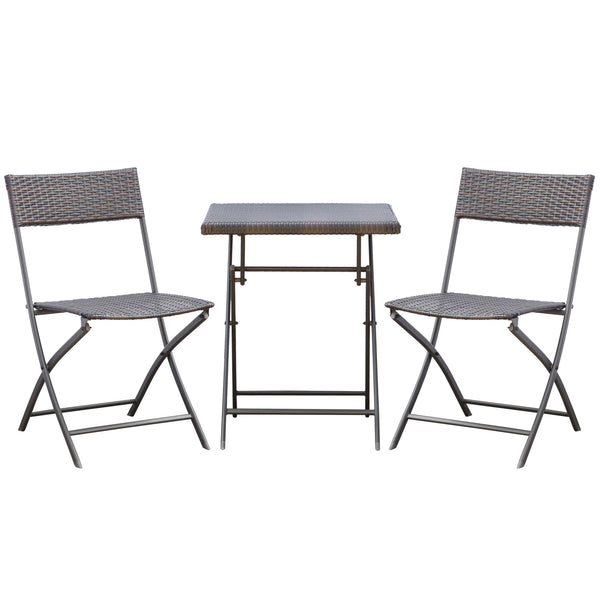 Ensemble bistrot de jardin Ensemble Meubles de Jardin Design Table carré et chaises Pliables résine tressée 4 Fils métal Noir